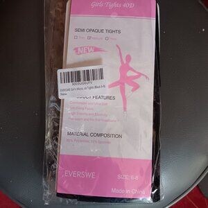 Everswe Girls Semi Opaque Microfiber Tights Black Size 6-8 New